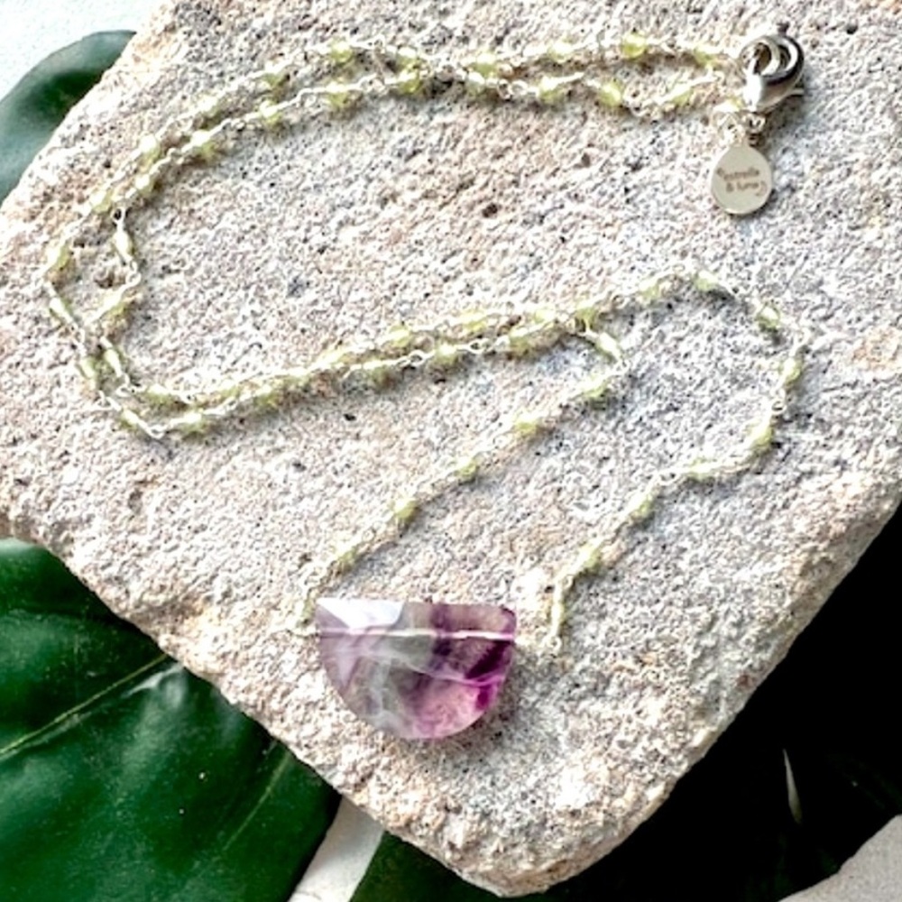 Rainbow Fluorite Crystal Necklace Rosary